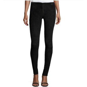Alice + Olivia Front Zip Suede Leggings Skinny Pants Lamb Leather Size 6